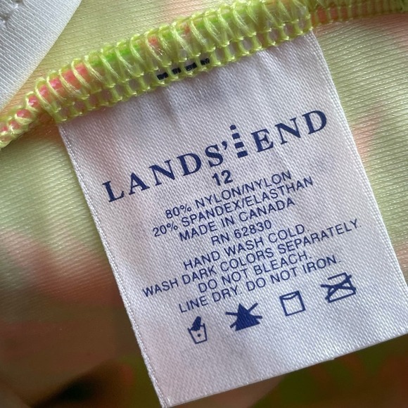 NWT Lands End Kindest Cut One Piece Star Shape Size 12 Green Pink White Trim - Picture 7 of 7